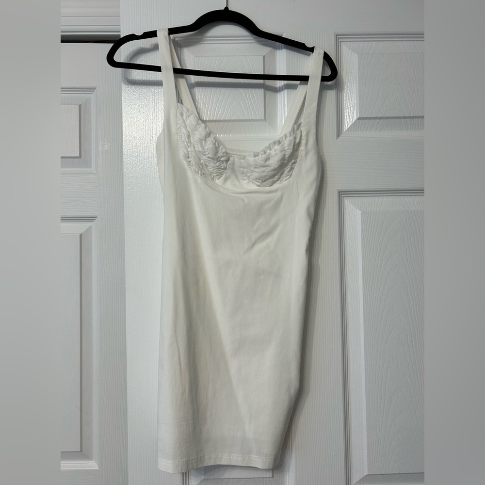 Hello Molly White Mini Dress with Ruching